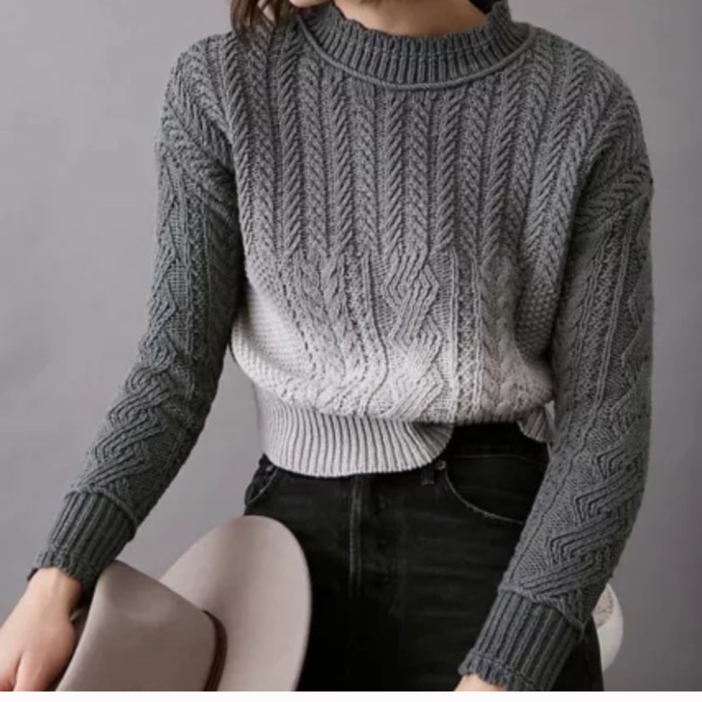 🎉HP🎉 Anthro Marci Dip Dye Cable Knit Sweater